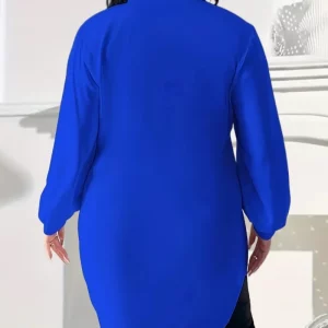 Women's Plus Size Solid Color Button Top Long Sleeve Lapel Shirt