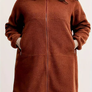 Women's Plus Size Solid Fleece Winter Coat with High Neck