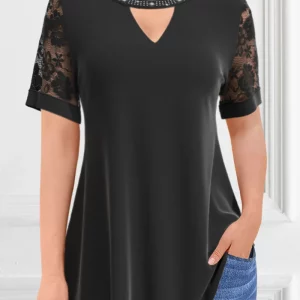 Women's Plus Size Solid V-Neck Casual Tee Top