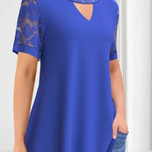 Women's Plus Size Solid V-Neck Casual Tee Top