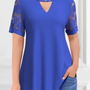 Women's Plus Size Solid V-Neck Casual Tee Top