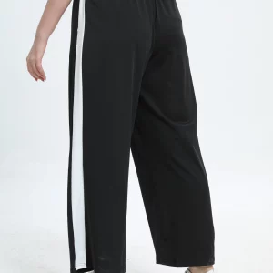 Women's Plus Size Striped Wide Leg Pants with Pockets