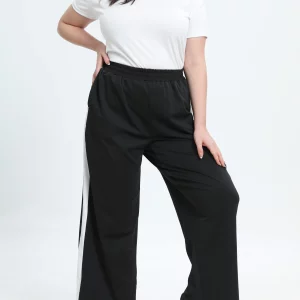 Women's Plus Size Striped Wide Leg Pants with Pockets