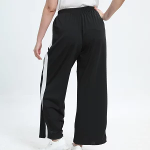 Women's Plus Size Striped Wide Leg Pants with Pockets