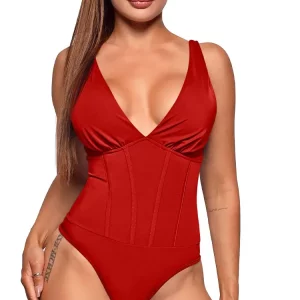 Women's Sexy V-Neck Backless Bodysuit for Casual Sports