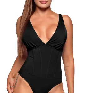 Women's Sexy V-Neck Backless Bodysuit for Casual Sports