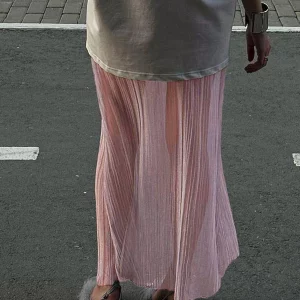 Women's Sheer Mesh Pleated Long Skirt | Sexy Hollow Out Beach Skirt | High Waist Y2k Style