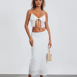 Women's Sleeveless Tie-up Front Cami Top and Long Skirt Set