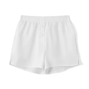 Women's Solid Color Casual Lounge Shorts with Elastic Band & Pockets