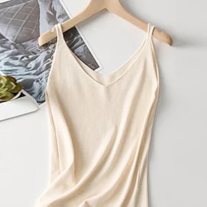 Women's Solid Color V-Neck Tank Top | Casual Sleeveless Vest for Spring & Summer