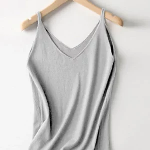 Women's Solid Color V-Neck Tank Top | Casual Sleeveless Vest for Spring & Summer