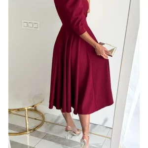 Women's Solid Color V-Neck Waist Dress for Summer