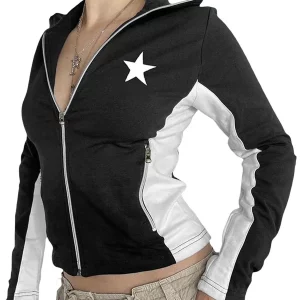 Women's Star Print Zipper Coat | Spring/Autumn Casual Outerwear