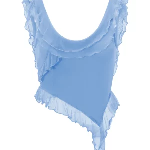 Women's Summer Crop Tank Tops with Ruffles Trim