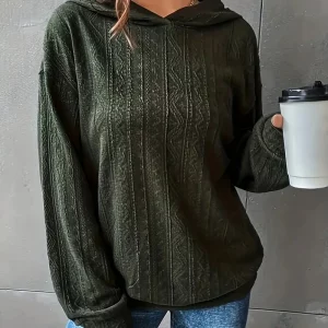 Women's Textured Casual Sweatshirt with Long Sleeve and Hood