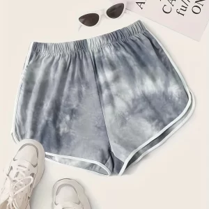 Women's Tie Dye Elastic Waist Casual Shorts