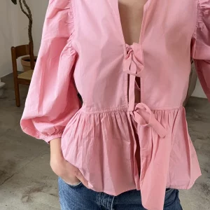 Women's Tie Front Blouse | Casual Solid Color Loose 3/4 Sleeve Shirt | Streetwear Cardigan