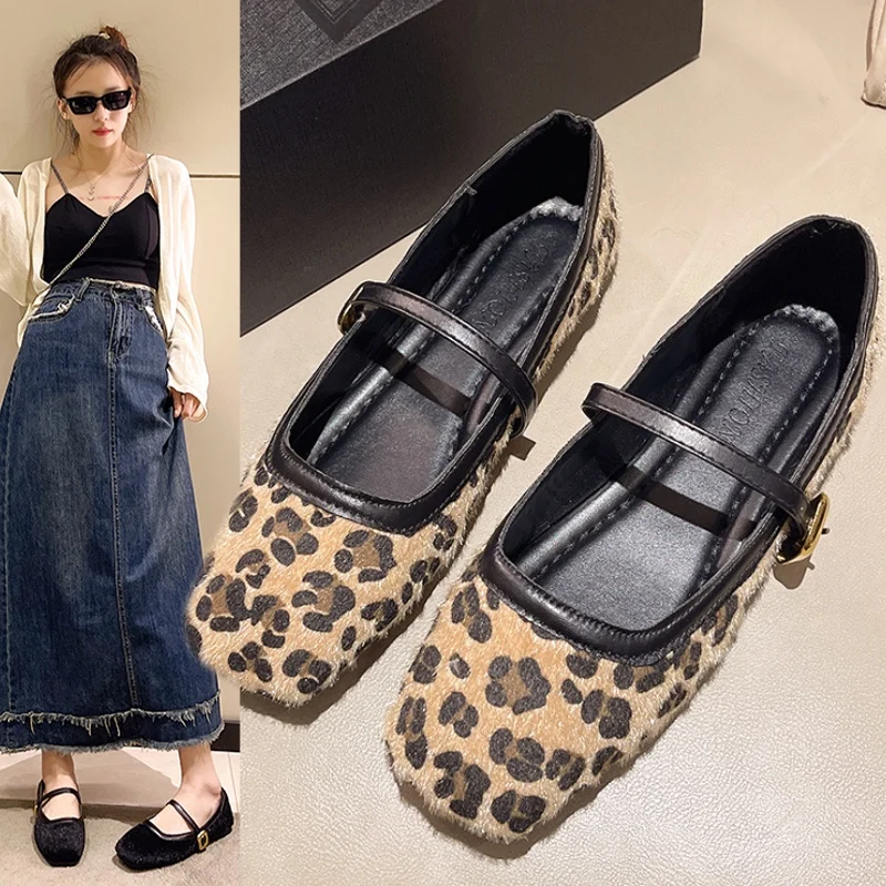 Women's Velvet Square Head Flats | Comfortable Casual Loafers