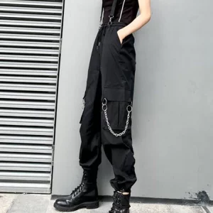 Y2K E-Girl Streetwear Chain Cargo Bell Bottom Pants