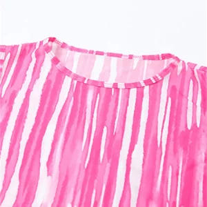 Y2K Striped Pink Crop Top & Mini Skirt Set - Women's Sexy Club Outfit