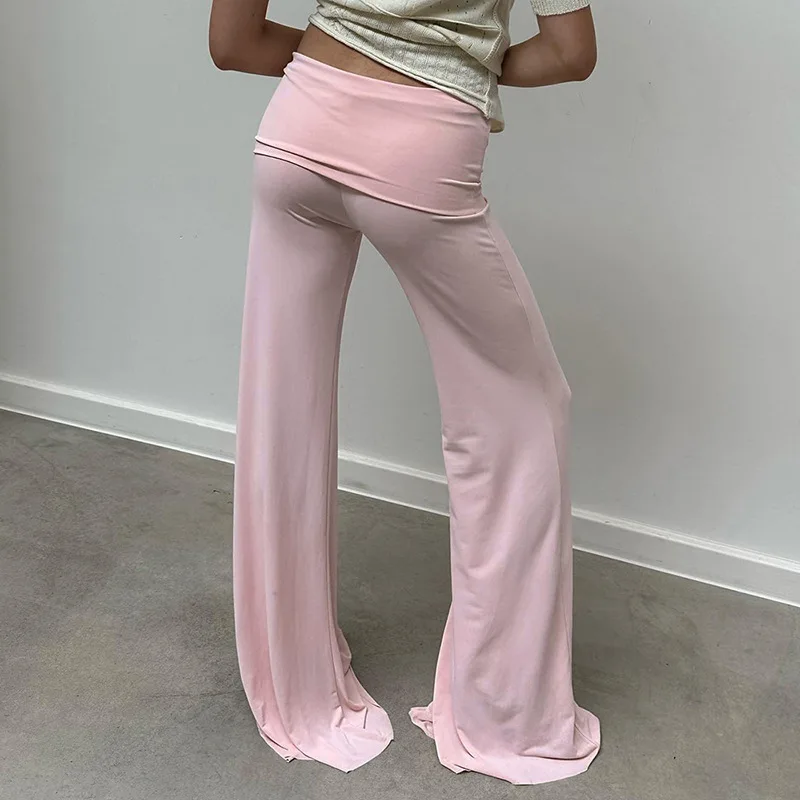 Butterfly Diamond Low Rise Flare Pants - Y2K Pink Street Style