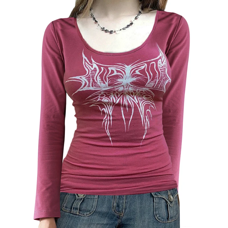 Butterfly Fairycore Grunge Long Sleeve Top - Y2K E-Girl Streetwear