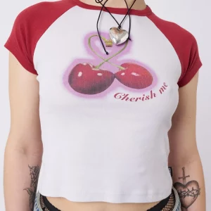 Cherry Aesthetics Y2K Fashion Print Tee - Retro Grunge Style