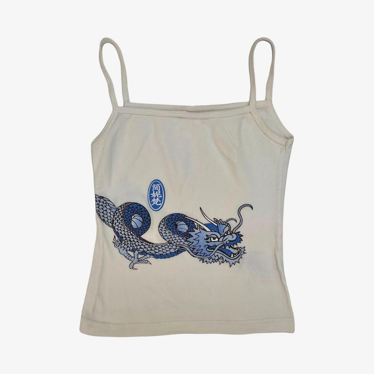 Chinese Dragon Print Sleeveless Top - Y2K Street Fashion Aesthetic