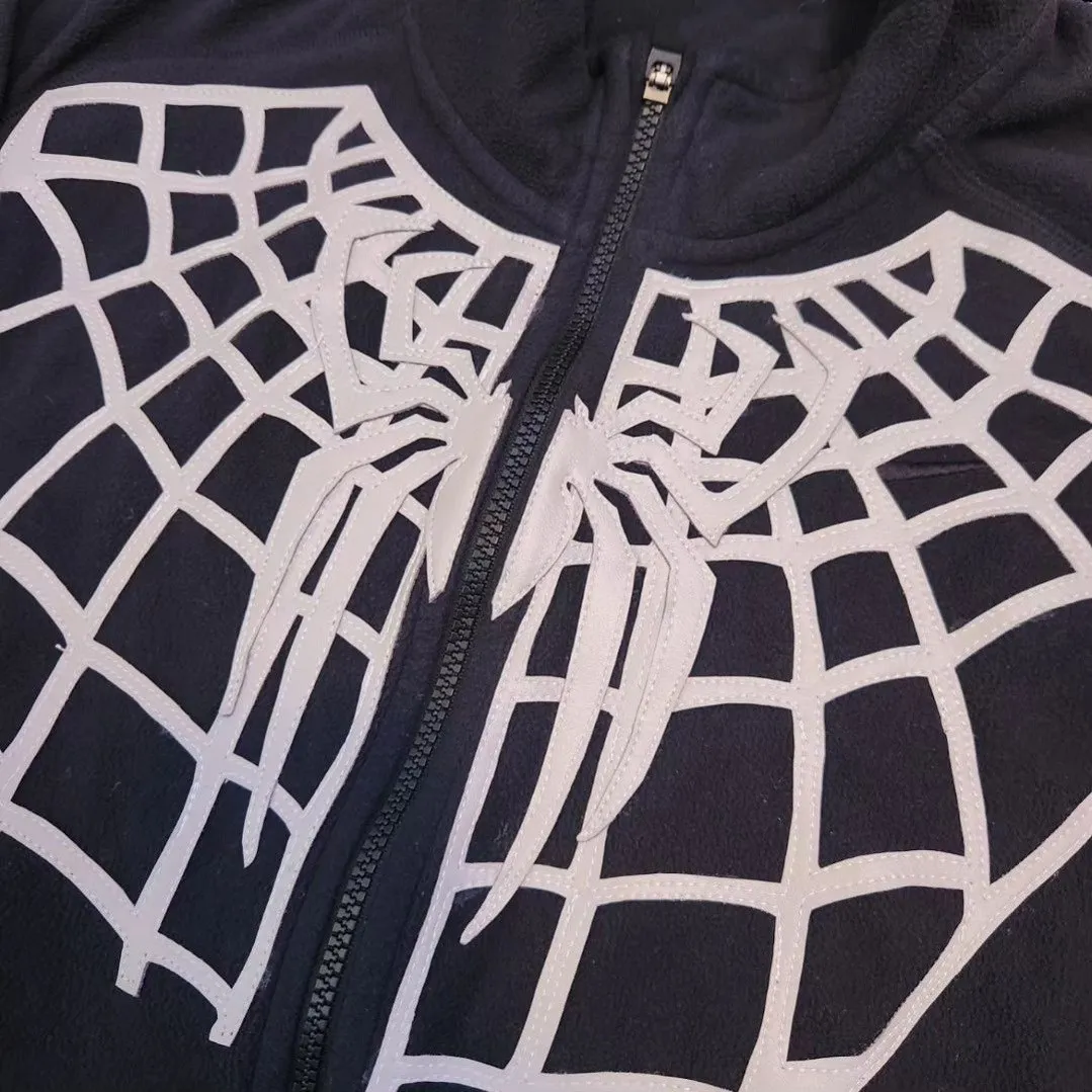 Diablo Harajuku Patch Rock Sweatshirt - Spider Design EMO Thermal Long Sleeve Zipper Cardigan