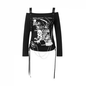 Fairy Grunge Y2k Star Graphic Crop Top - Vintage Aesthetic Slim Fit Long Sleeve Shirt