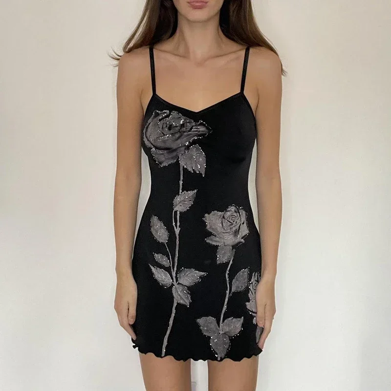 Floral Print Mini Dress - Vintage Y2K Style for Party Clubwear Beach