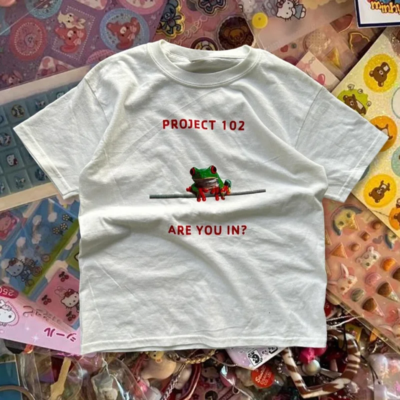 Frog Cartoon Harajuku Y2K Print Slim Fit T-Shirt - Sexy Women's Top