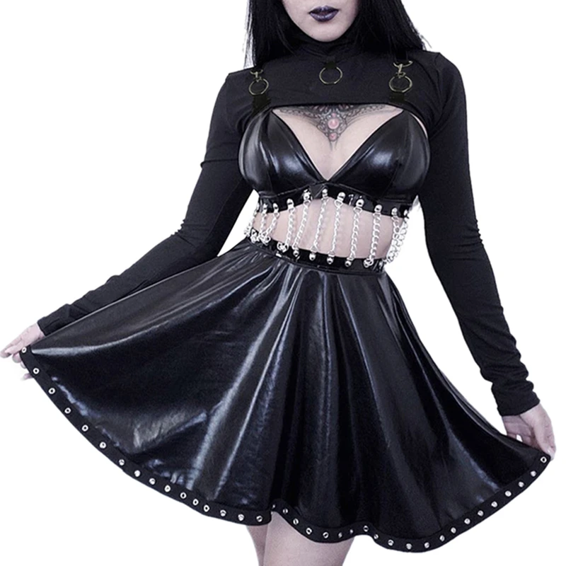 Gothic Crop Top Y2K Mesh High Neck Long Sleeve T-Shirt - Cyberpunk Streetwear