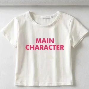 Harajuku Printed Round Neck Baby Tee: Y2K Street Fashion Women's Top