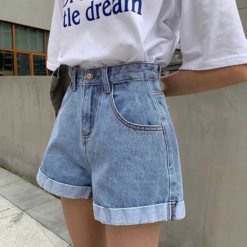 High Waist Denim Shorts with Belt - Y2K Summer Streetwear