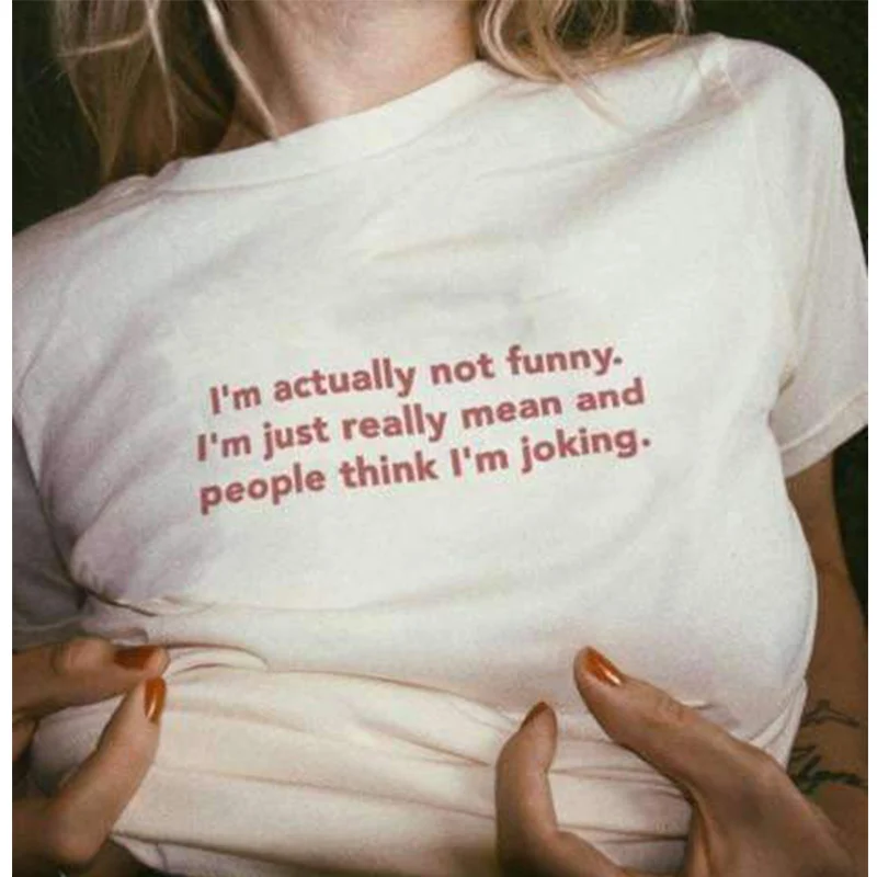 I'M ACTUALLY NOT FUNNY Print Women's Y2K High Street Crop Top - White Tee