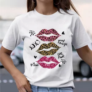 Leopard Lip Print Graphic T-Shirt