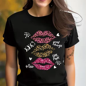 Leopard Lip Print Graphic T-Shirt