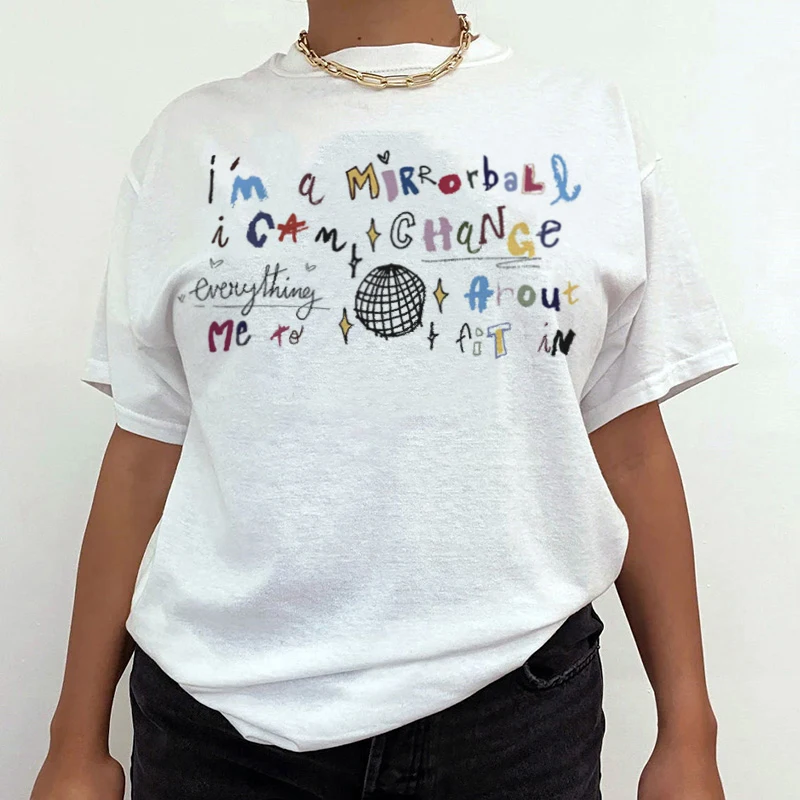 Mirrorball Trendy Music T Shirt - Egirl Y2k Streetwear Graphic Top