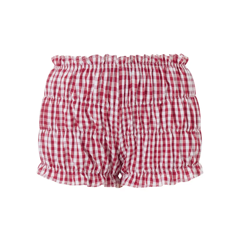 Red Plaid Y2K Ruffle Shorts - Sweet Girl Lolita Pettipants