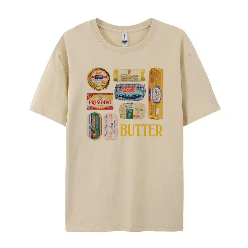 Retro Butter Graphic Tee - Funny Foodie Shirt for Women - Vintage Grunge Aesthetic Top