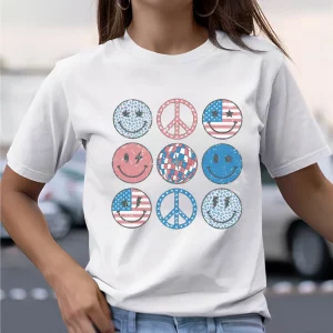 Retro Smiley Flag Print Graphic T-Shirt - Y2K & 90s Fashion