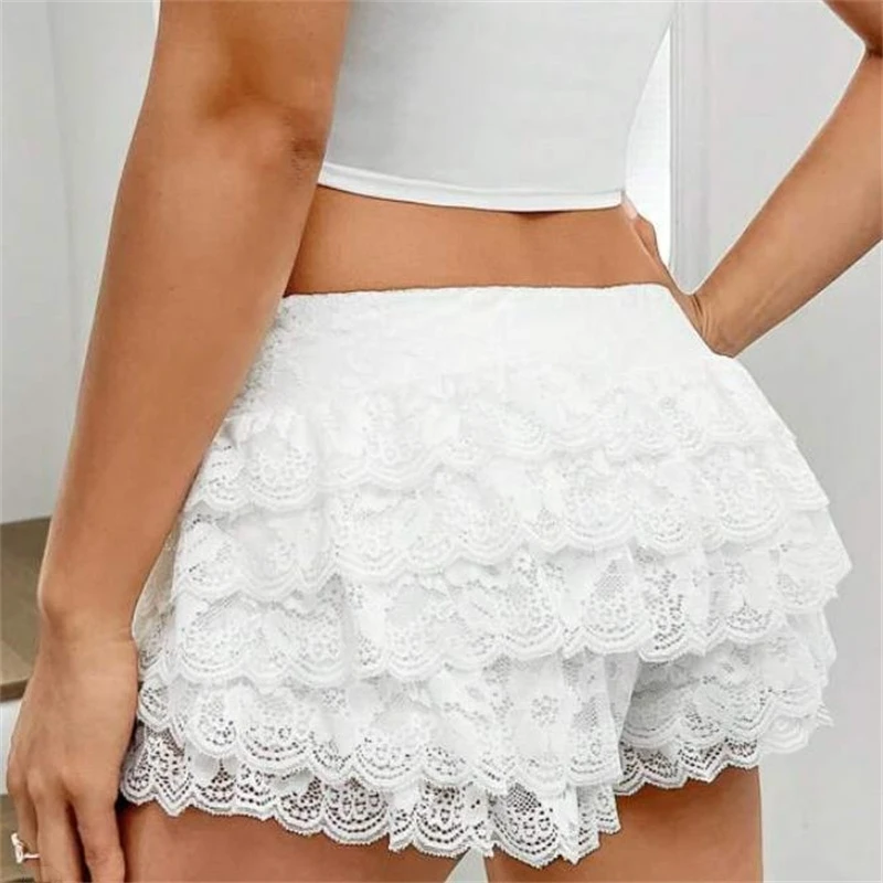 Ruffle Lace Bloomers Y2K Aesthetic Safety Shorts - E Girl Kawaii Frilly Panties