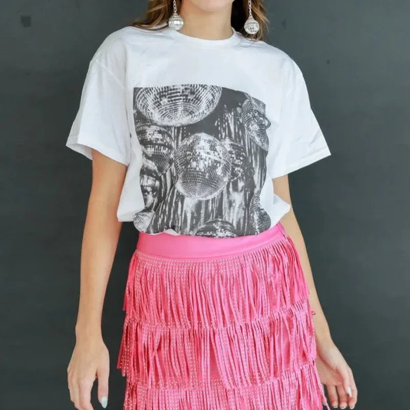 Vintage Aesthetic Disco Ball T-Shirts - Trendy Y2k Grunge Fashion for Women