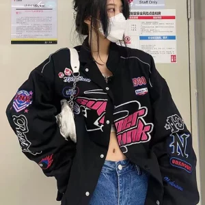 Vintage Black Oversized Jacket - Y2K Streetwear Fashion