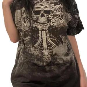 Vintage Fairy Grunge Skull Graphic Tee - Y2K Aesthetic Gothic Top