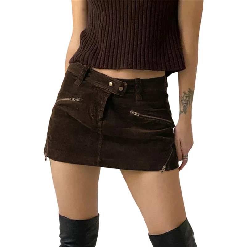 Vintage Grunge Aesthetic Skirt with Zipper Detail - Y2K 2000s Streetwear