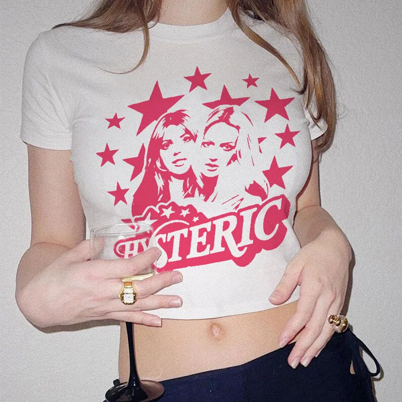 Vintage Punk Girl Graphic Tee - Aesthetic Y2K Street Style Crop Top