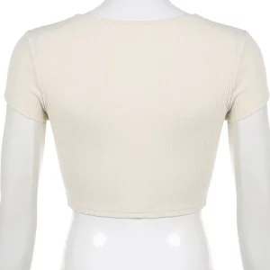 Vintage Square Collar Lace-up Crop Top: Y2K Harajuku Chic Corset Slim Fit