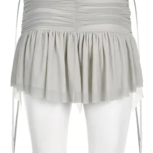 Vintage Y2K Button Mini Skirt - Fairycore Pleated Aesthetic Retro Outfit